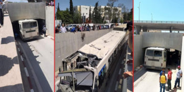 أريانة : تعطل حركة المرور بسبب اصطدام حافلة بسقف النفق